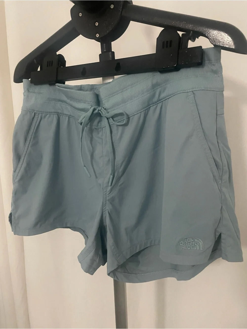 The North Face Women's Dusty Blue Drawstring Athletic Shorts - Picture 1 of 5